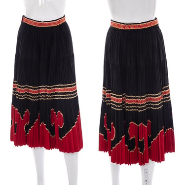 1950's Black and Red Pleated Patio Skirt Size S