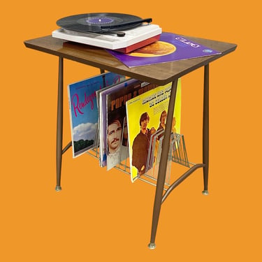 LOCAL PICKUP ONLY ———— Vintage Record Player and Vinyl Storage Table 