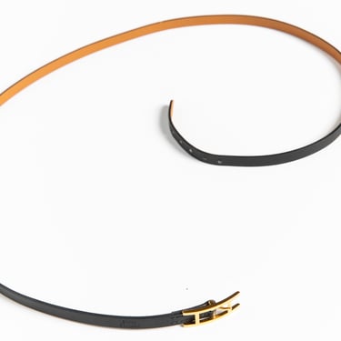 HERMES Black Leather Hapi 3 Gold Hardware Bracelet