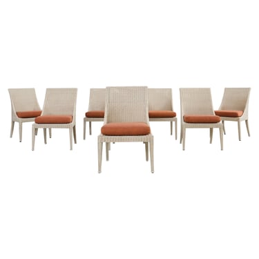 Set of Eight McGuire Resin Wicker Garden Dining Chairs