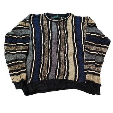 Vintage 90's Coogi Inspired Tundra Canada Crewneck Sweater| Multi Colored Sweater | Size M | Biggie Crewneck Abstract Pattern | Streetwear 