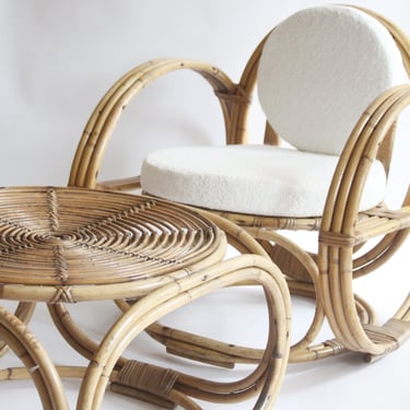 Vintage Italian Armchair Italian Set in Bamboo