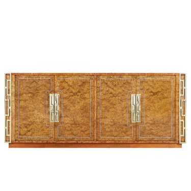Vintage Burl Wood and Brass Credenza by Mastercraft
