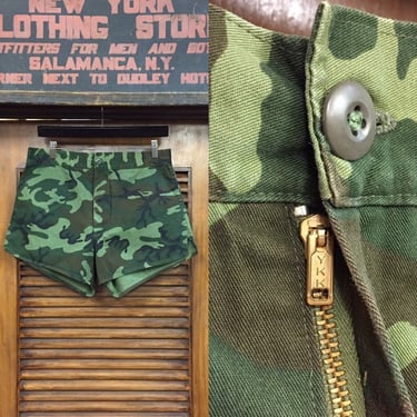 Vintage 1960’s Camo Military Summer Shorts w32, Vintage Military, Vintage Bottoms, Forrest Camouflage, Vintage Clothing 