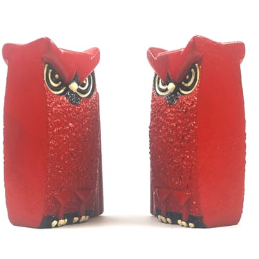 Ceramic Vintage Bookends, Vintage Owls Bookends, 70's Bookends, Book Shelves, Retro Home Decor, Vintage Owls, Vintage Red Owls, 1970's Owls 