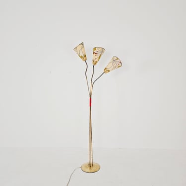 German Modern three flex arms brass floor lamp, 1950s 