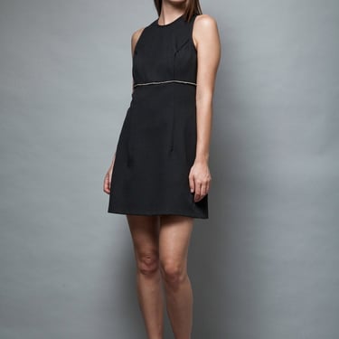 LBD Little Black Dress vintage 60s MOD mini dress rhinestones sleeveless S small 