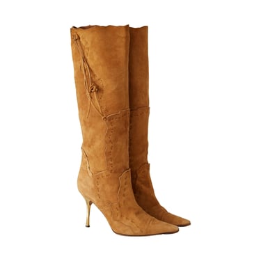Dolce &amp; Gabbana Brown Suede Western Boots
