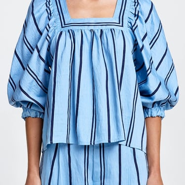 Square Neck Top - Blue Stripe