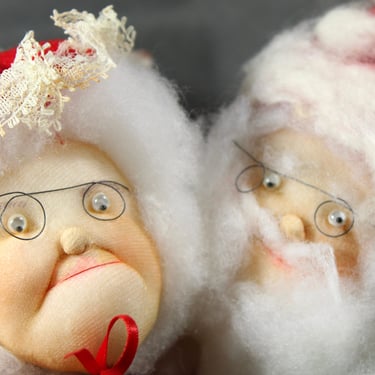Santa & Mrs. Claus Soft Sculpted Ornaments | Vintage Santa and Mrs. Christmas Ornaments | Bixley Shop 