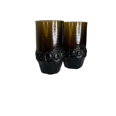 Set of 2 Franciscan Madeira Smoke Brown Flat Tumbler Glasses 