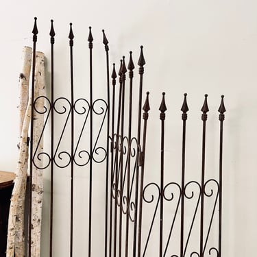 Tall Antique Wrought Iron Fence Pieces Set of 3 | Cast Iron Gate | Hinged | Free Standing | Iron Trellis Metal Yard Art Cast Iron 