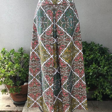 Vintage Hawaiian The Lilly maxi long skirt by Lilly Pulitzer Co geometric design pink green sz M 