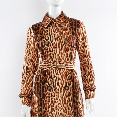 2015 Leopard Print Silk Trench Coat