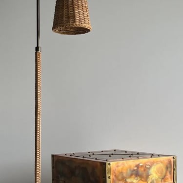 Chapman Wicker and Brass Lamp