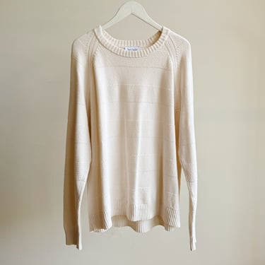 Ivory Slouchy Cotton Knit Crewneck