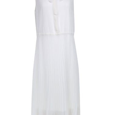 Akris Punto - Ivory Sleeveless Pleated Midi Dress Sz 12