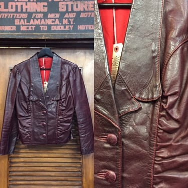 Vintage 1960’s “Glasswater” Leather Jacket, Fitted Jacket, Western Wear, Vintage Clothing 
