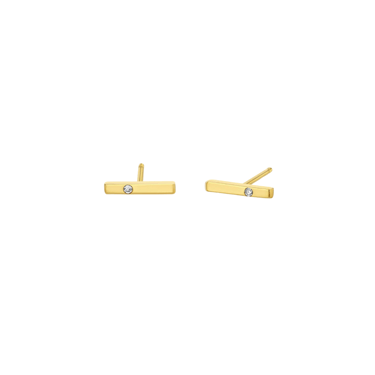 Diamond Thin Bar Stud Earrings