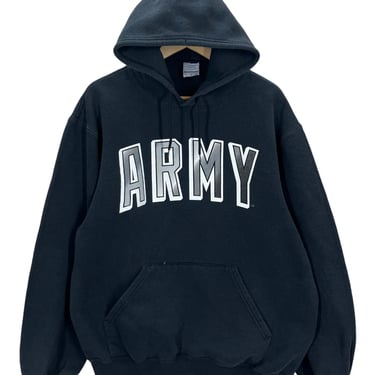 Vintage US Army Black Hoodie Sweatshirt Large