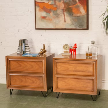 Pair of Walnut Nightstands