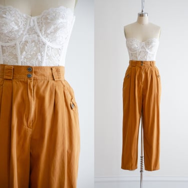 high waisted pants 80s 90s vintage brown orange dark academia straight leg trousers 