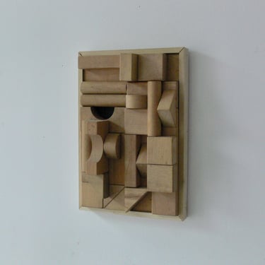Modernist Abstract Brutalist Wooden Wall Sculpture 