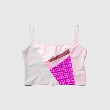 Pink 'all-over reroll' cropped tank top