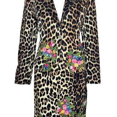 Moschino Cheap & Chic 90s/Y2K Leopard Print Suit with Embroidered Florals, New/Old