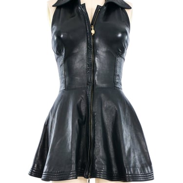 Gianni Versace Halter Leather Mini Dress