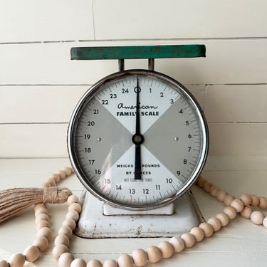 Vintage Green & White American Family Scale // Rustic Kitchen Scale, Farmhouse Kitchen , Country Kitchen // Perfect Gift 