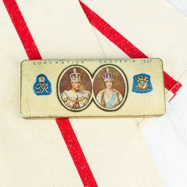 Vintage George VI and Queen Elizabeth 1937 Coronation Tin