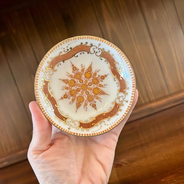Vintage Arta Austria Enamelware Ring Dish Pin Dish in Gold, Copper, Orange, White; Arta Enamel Dish; Vintage Enamel Dish; Arta Pin Dish 