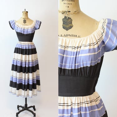 1940s PAINT STRIPES cotton gown dress xxs | new spring summer 