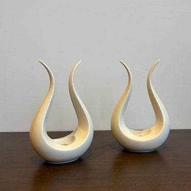 Vintage MCM Lenox ‘Lyre’ Candle Stick Holders, a Pair 