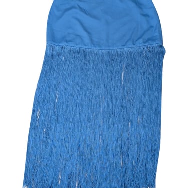 Saylor - Blue Satin Skirt w/ Fringe Trim Sz M