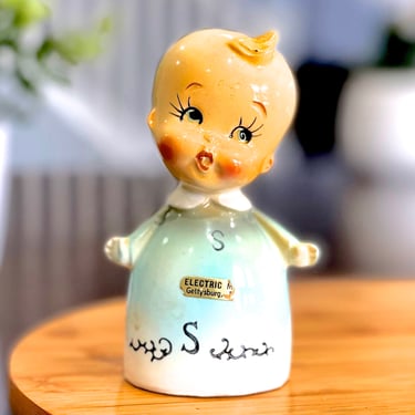 VINTAGE: Ceramic Doll Salt Shaker - Doll Figurine - Electric - Gettysburg - SKU 24-D-00011676 