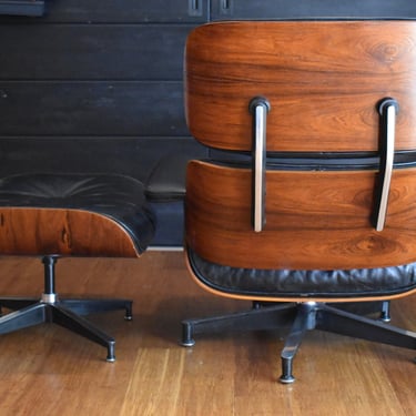 Restored 1st generation Brazilian Rosewood Eames lounge chair and ottoman by Herman Miller (670/671) - #127 