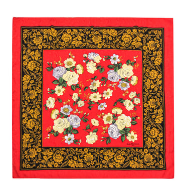 Balenciaga - Red Floral Silk Square Scarf