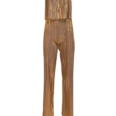 Amanda Uprichard - Gold Pleated " Collina" Jumpsuit Sz XS
