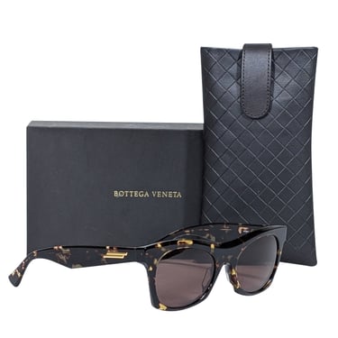 Bottega Veneta - Brown Tortoise Rectangular Sunglasses