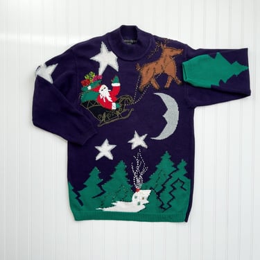 Christmas sweater 90s vintage IB Diffusion purple santa reindeer embroidered sweater 