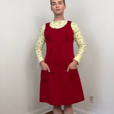 70s Burgundy pinafore dress 