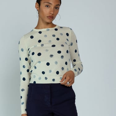 MJ Watson Navy Dots Long Sleeve Cotton Pullover