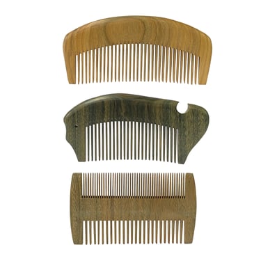 Set of 3 Chinese Brown Handmade Wood Simple Flat Top Combs ws2525E 