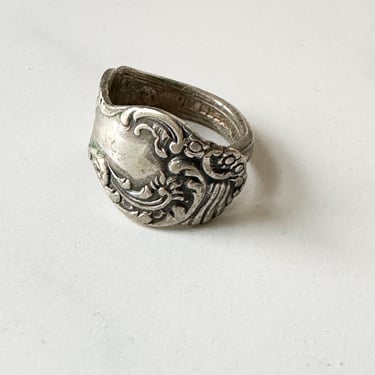 Vintage Spoon Silver Ring / size 8 (adjustable) 