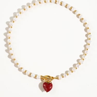 Wren Vintage Natural Pearl Heart Necklace