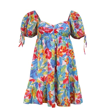 Amanda Uprichard - Blue Multi-color Floral "Sicily" Mini Dress Sz S