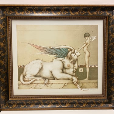 Michael Parkes ~Designing the Sphinx~ Signed Numbered Stone Lithograph Print Art 