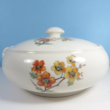 Vintage Coors Pottery Thermo Porcelain Casserole with Lid Floree Pattern 